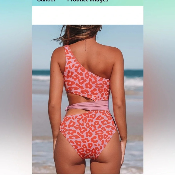 Hilinker Women's One Shoulder Knot Cut Out Ribbed One Piece Swimsuit L - Picture 3 of 10